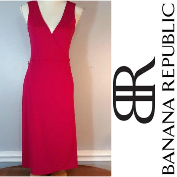 Banana Republic Dresses & Skirts - BANANA REPUBLIC PINK SLVLESS FAUX WRAP DRESS-SZ S